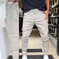 Slim-fit casual bukser i ensfarget farge for menn