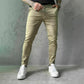 Slim-fit casual bukser i ensfarget farge for menn
