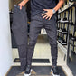 Slim-fit casual bukser i ensfarget farge for menn