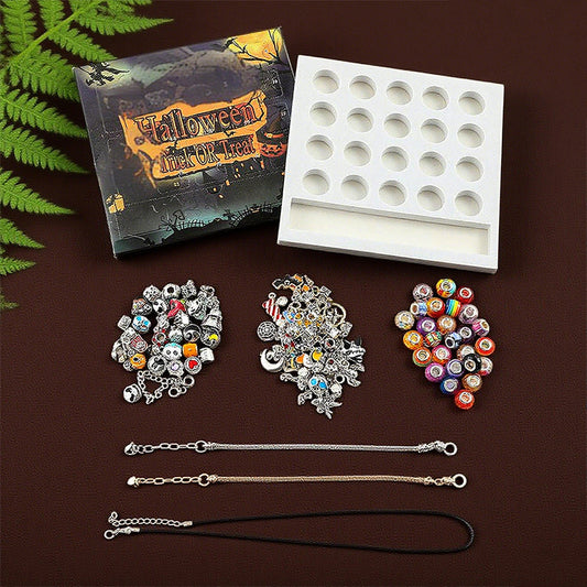 🎃👻 SISTE DAGS KAMPANJE - 50 % RABATT 💜🎁 Halloween DIY armbånd- og halskjedesett