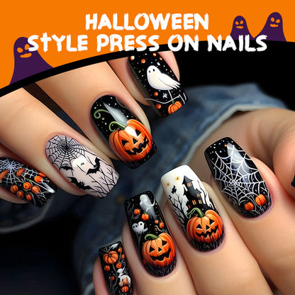 🔥🚀Kjøp 3 stykker og få gratis frakt！🔥🚀Halloween-stil press-on negler