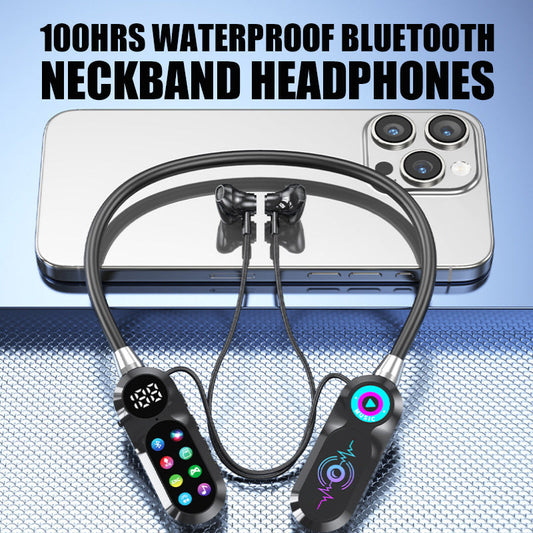100 timers vanntette Bluetooth-hodetelefoner med nakkebånd
