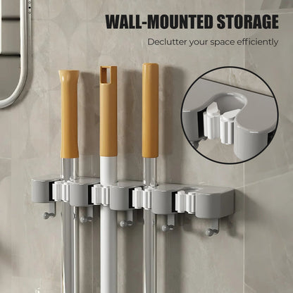 Veggmontert mopp- og kostestativ