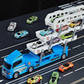 🏎️ Sammenleggbar racerbane-biltransport – 4 nivåer, katapult, 12 metallbiler. Perfekt for små racerkjørere! ✨🚗