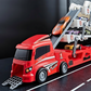 🏎️ Sammenleggbar racerbane-biltransport – 4 nivåer, katapult, 12 metallbiler. Perfekt for små racerkjørere! ✨🚗