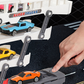 🏎️ Sammenleggbar racerbane-biltransport – 4 nivåer, katapult, 12 metallbiler. Perfekt for små racerkjørere! ✨🚗