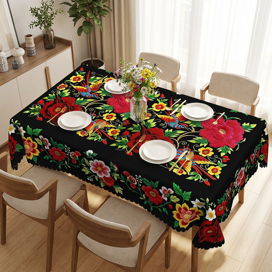 ⏳Begrenset tilbud: 50 % rabatt⏰Meksikansk blomstret duk med bølget kant🏵️