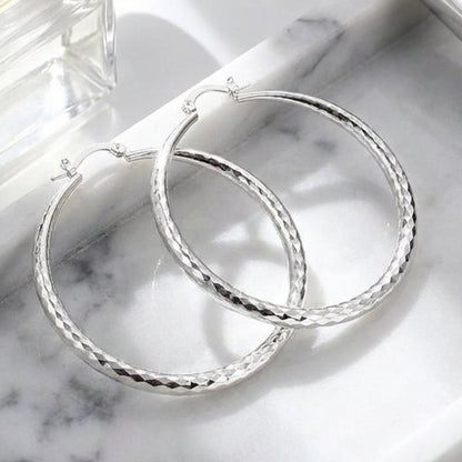 Diamantslipte hoop-øreringer for kvinner