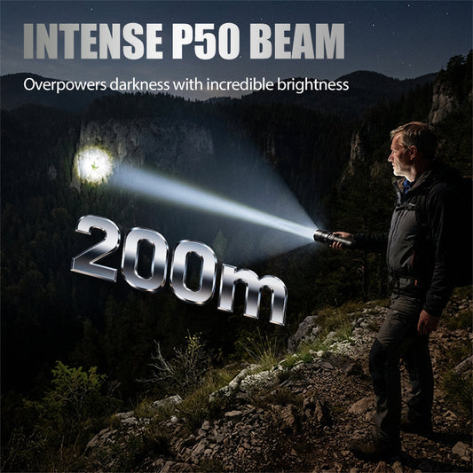 Oppladbar P50 LED-lommelykt med justerbar zoom