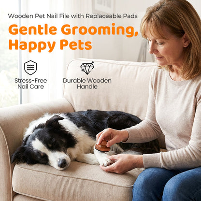 🎉 2026-salg — Over 50 000 solgt!🐕Neglefil i tre med utskiftbare pads – skånsomt pleieverktøy for potene til hunder, katter og små kjæledyr
