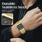⌚ 50% RABATT – Dual time klokke – analog & digital – firkantet urskive – rustfritt stål – tidsløs & moderne