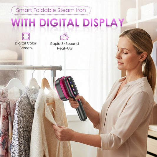 💖50 % RABATT! Smart, sammenleggbart dampstrykejern med digitalt display