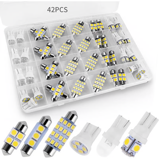 🌞Få 48 % rabatt for våren!💡42-delers supersterkt LED-innvendig billyssett – Plug & Play-oppgradering for bilen din ✨