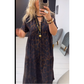 🐆 Lang leopardkjole med V-hals – høy midje fremhever figuren, flytende maxi-skjørt. Pustende ermer, tidløst mønster – perfekt til hverdags og fest! ✨👗