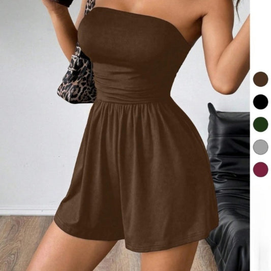 🌸Nyhet 50 % rabatt💖 Stilig, stroppeløs bodycon-jumpsuit