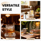 🥃 360° roterende whiskeyglass – blyfritt glass, 300 ml, relieffmønster. Unik samtalestarter for bar og fest! ✨💫