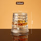 🥃 360° roterende whiskeyglass – blyfritt glass, 300 ml, relieffmønster. Unik samtalestarter for bar og fest! ✨💫