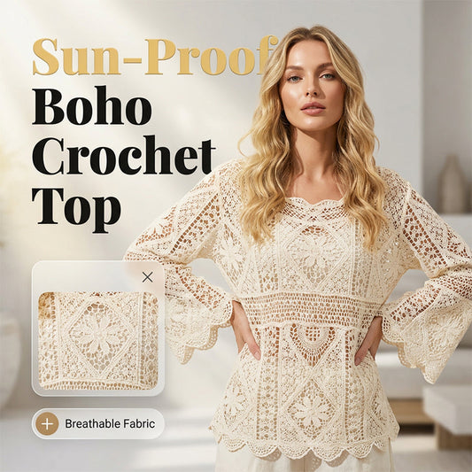 👒 🌊 Vintage-inspirert bluse med blonder for damer – utvidede ermer, bohemsk strandmote 🌸