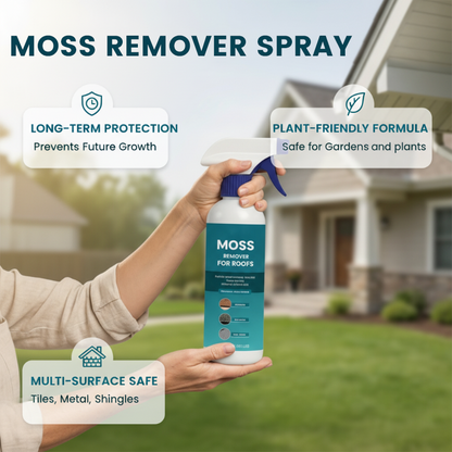 🌟SISTE DAG: KJØP 2, FÅ 1 GRATIS!!🌧️ Rengjøringsspray mot mose og alger for ulike overflater på taket – spray, skyll og se det skinne! 🏠✨ Effektiv mot mose, skånsom mot planter – et renere tak på få minutter. 🌿💧