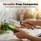 🥕 3-i-1 grønnsaksskreller med flaskeåpner – verktøy for julienne og strimling, blad i rustfritt stål, håndtak med trebelegg – et uunnværlig kjøkkenredskap for enkel matlaging
