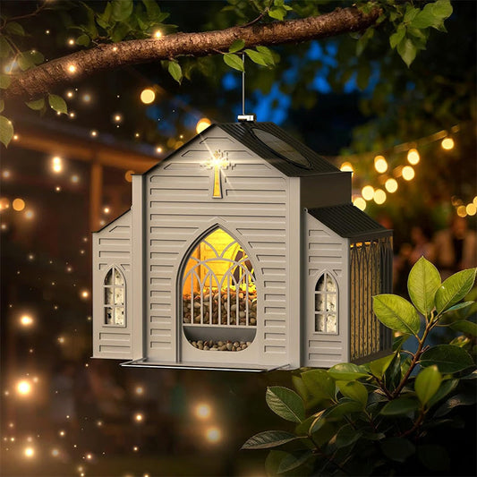 🐦50 % rabatt i en begrenset periode🔥Solcelledrevet fuglematerske i form av en kirke