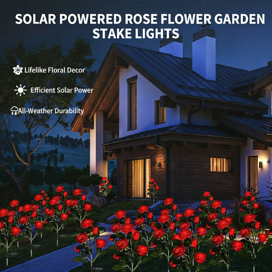 Solar Powered Rose Flower Garden Stake Lights