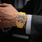 ⏳50 % rabatt i en begrenset periode⏰Luksuriøs, tønneformet herreklokke med strass⌚