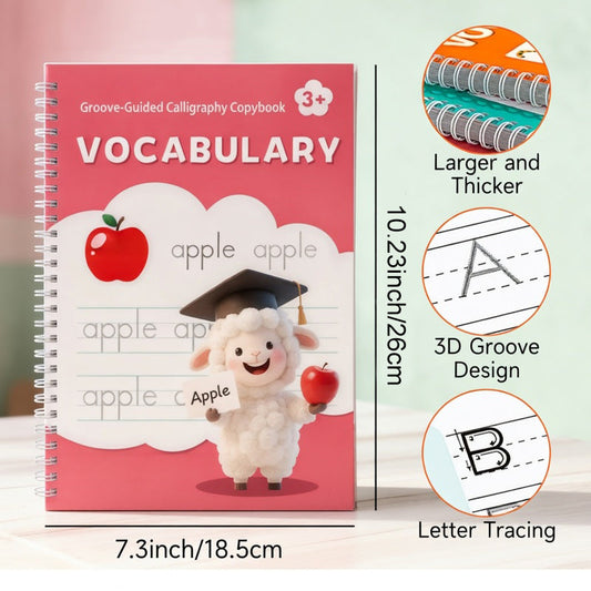 ✏️ Gjenbrukbar skrivebok med 3D-spor – forsvinnende blekk, 6 trinn. Perfekt for barns skriveferdigheter! 📖✨
