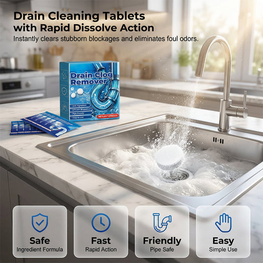 💥 Brusende Røråpner Tabletter – Løser Opp Tette Sluk & Vaskerør Uten Innsats! 🛁 Rask & Effektiv – Perfekt for Kjøkken & Bad. 🧼 Sikker for Rør