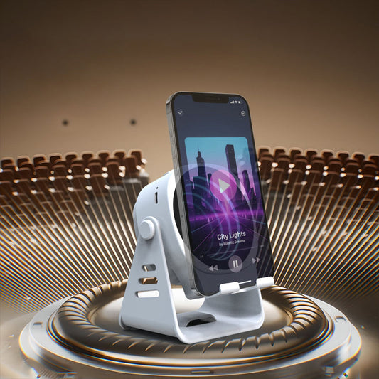 🔊 50 % RABATT! Induksjonshøyttaler og telefonstativ – 360° surroundlyd uten Bluetooth! ✨ 2-i-1-holder og høyttaler – kompatibel med alle enheter. 🔋 USB-oppladbar – kjøp 3 og få 10 % ekstra rabatt! 📱