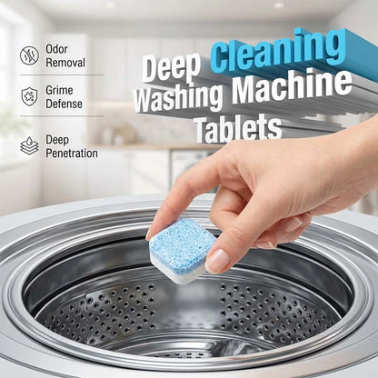🧺 50% RABATT – Dyprensende vaskemaskin tabletter – fjerner skitt og lukt – brusende teknologi – 12 tabletter – for alle maskintyper