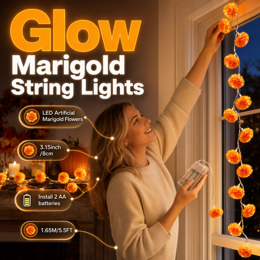 LED-lyskjede med kunstige ringblomster