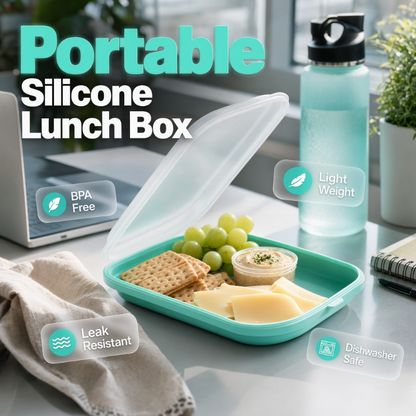 🥗 50% RABATT NÅ! 🍱 Lekkasjefri Silikon Matboks – BPA-Fri, Lett, Oppvaskmaskinvennlig & Veske-Vennlig Design ✨