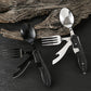🍴 4‑i‑1 sammenleggbart tur-bestikk – kniv, gaffel, skje og flaskeåpner i ett. Rustfritt stål – perfekt for camping! 🏕️✨