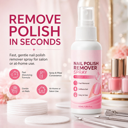 💅 Neglelakkfjernerspray – løser opp lakk raskt uten gnukking. Spray, vent, tørk av – perfekt til hjemmet, salongen og reiser! ✨🧳