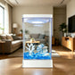 🐟 Betta-fisketank med 7‑farget LED – krystallklart akryl, kompakt vertikal design, USB‑strøm. Perfekt til skrivebord og nattbord – skaper ro! ✨🌙