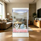 🐟 Betta-fisketank med 7‑farget LED – krystallklart akryl, kompakt vertikal design, USB‑strøm. Perfekt til skrivebord og nattbord – skaper ro! ✨🌙