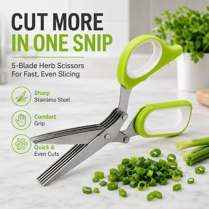 🌿 5-blad urtesaks – klipp urter 5 ganger raskere! Rustfritt stål, ergonomisk grep, tåler oppvaskmaskin – perfekt til koriander, persille og chili! ✂️💪