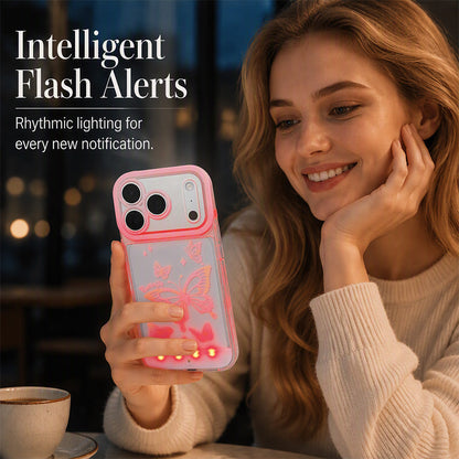 🦋 LED-blinkende sommerfugldeksel – intelligente varsler, støtdempende, klar akryl. Stilfull beskyttelse for telefonen! ✨📱