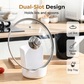 🍳 Kjøkkenredskapsholder med dobbel spor – holder lokk og redskaper samtidig. Varmebestandig PP, dryppbrett, tåler oppvaskmaskin – ryddig benk! ✨🧼