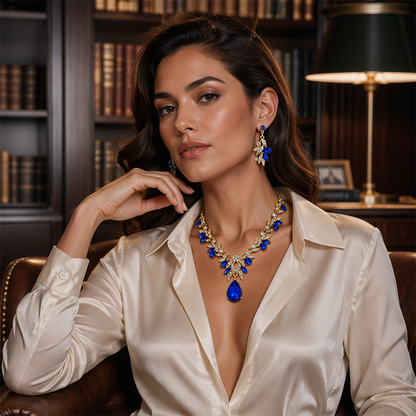 ⏳🔥50 % RABATT I BEGRENSET TID! ⏰💎 Sett med glitrende dråpeformet anheng og øreringer – elegant og tidløst, perfekt til enhver anledning ✨