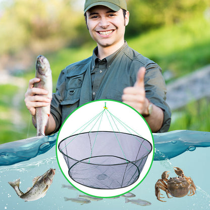 🦀 Sammenleggbart løfteteppe – for agn, krabbe og småfisk. Rund åpning, nylonnett, lett å bære – perfekt til korte og lange turer! 🎣✨