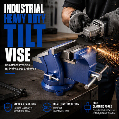 🔧 Benkeskrustikke – 80 kN spenning, 360° sving, støpejern. Perfekt til presisjonsarbeid! 🛠️💪