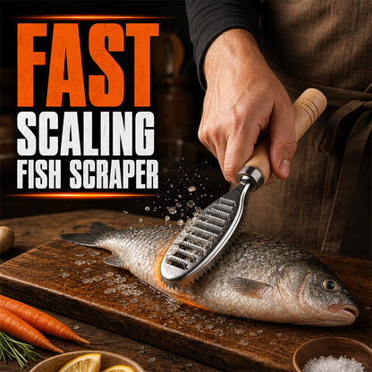 🐟 Fiskeskjellfjerner i stål – presisjonstann grep, komfortabelt trehåndtak, enkel rengjøring! 🔪✨