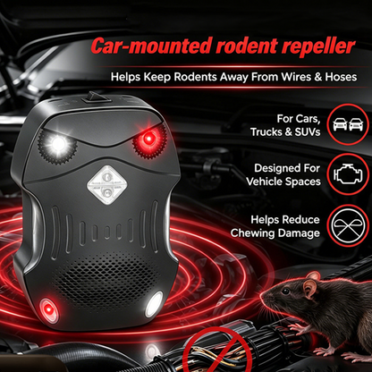🐭 Ultrasonisk gnageravvisende – beskytter motorrom, ledninger og slanger. 5V/12V! 🚗🛡️