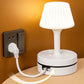💡 Nattbordslampe med ladestasjon – 3/4 stikkontakter, 2 USB, 1 USB-C. Kabelorganisator og 3 lysfarger! 🔌✨