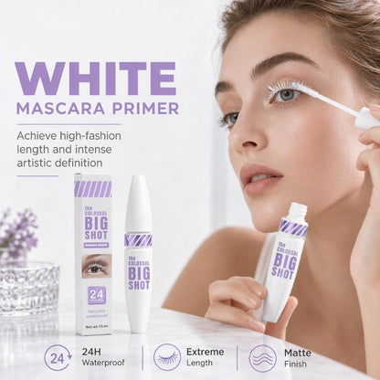 👁️ Hvit mascara primer – 24 timer, smudge-proof, lengder og volum. Perfekt til kreative looks! ✨💄
