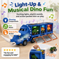 🦕 Dinosaur-leketøy med lys og musikk – lagringstruck, 3 biler, interaktiv moro! 🚗🎶