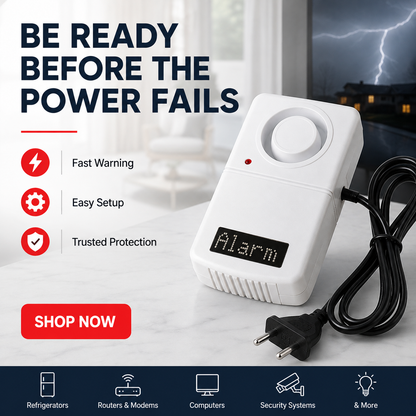 🔔 Strømbruddsalarm – 100dB varsel, 9V backup, beskytter akvarium og servere! ⚡🛡️