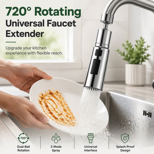 🔄 Universal kranforlenger i ABS – 720° fleksibel, korrosjonsbestandig, speilblank finish. Vask ansikt og gryter! 🛁💪